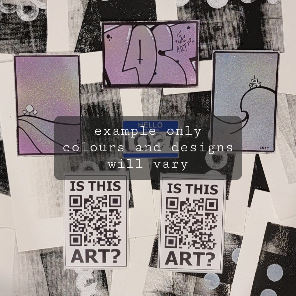 A painting, a shirt, and a fat sticker pack combo