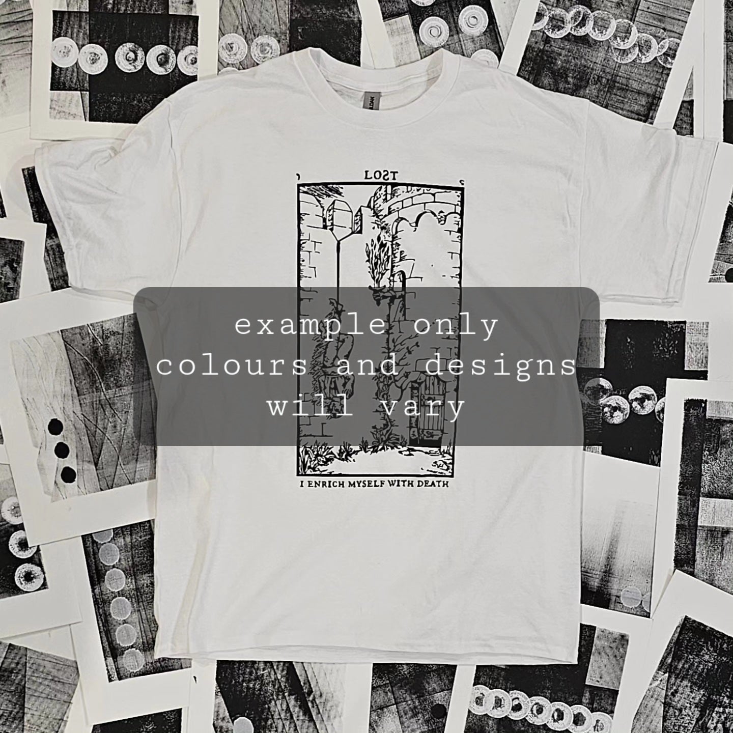 A painting, a shirt, and a fat sticker pack combo