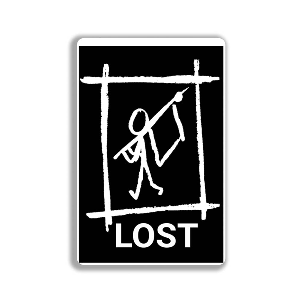 The Avail thermal sticker by LOST. Black and white design featuring a lone stick person waving a white flag.