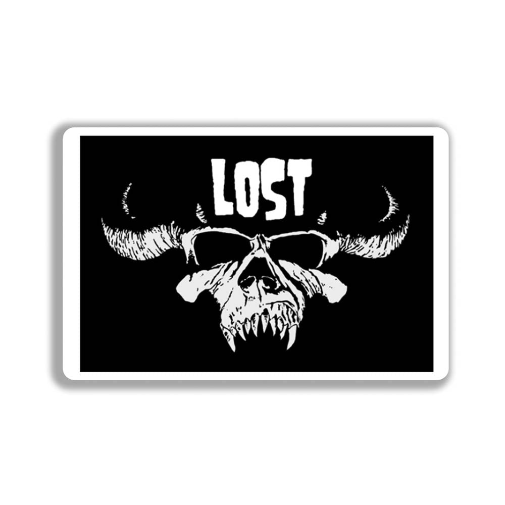 The Danzig thermal sticker by LOST. Black and white design featuring the Danzig skull with the text LOST.