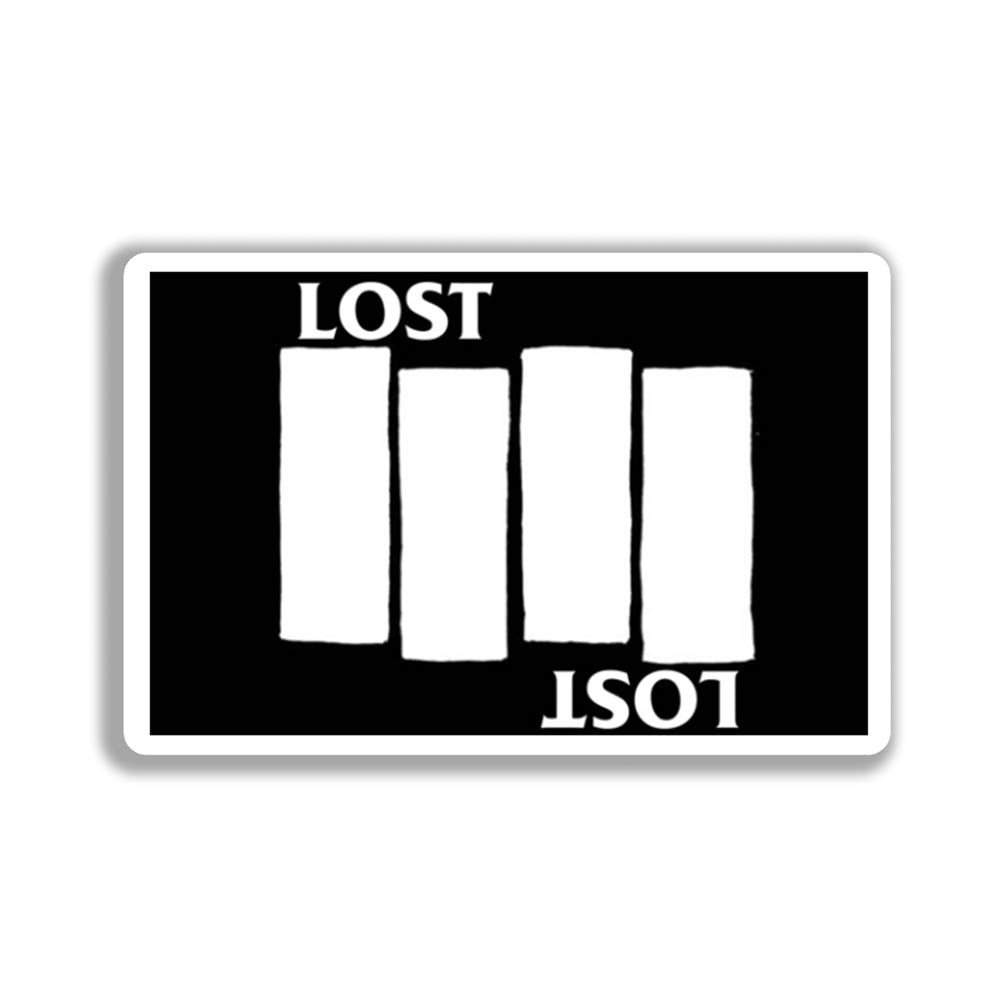 The Lost Flag sticker by LOST. Black and white design the quadruple bar logo with the word LOST.