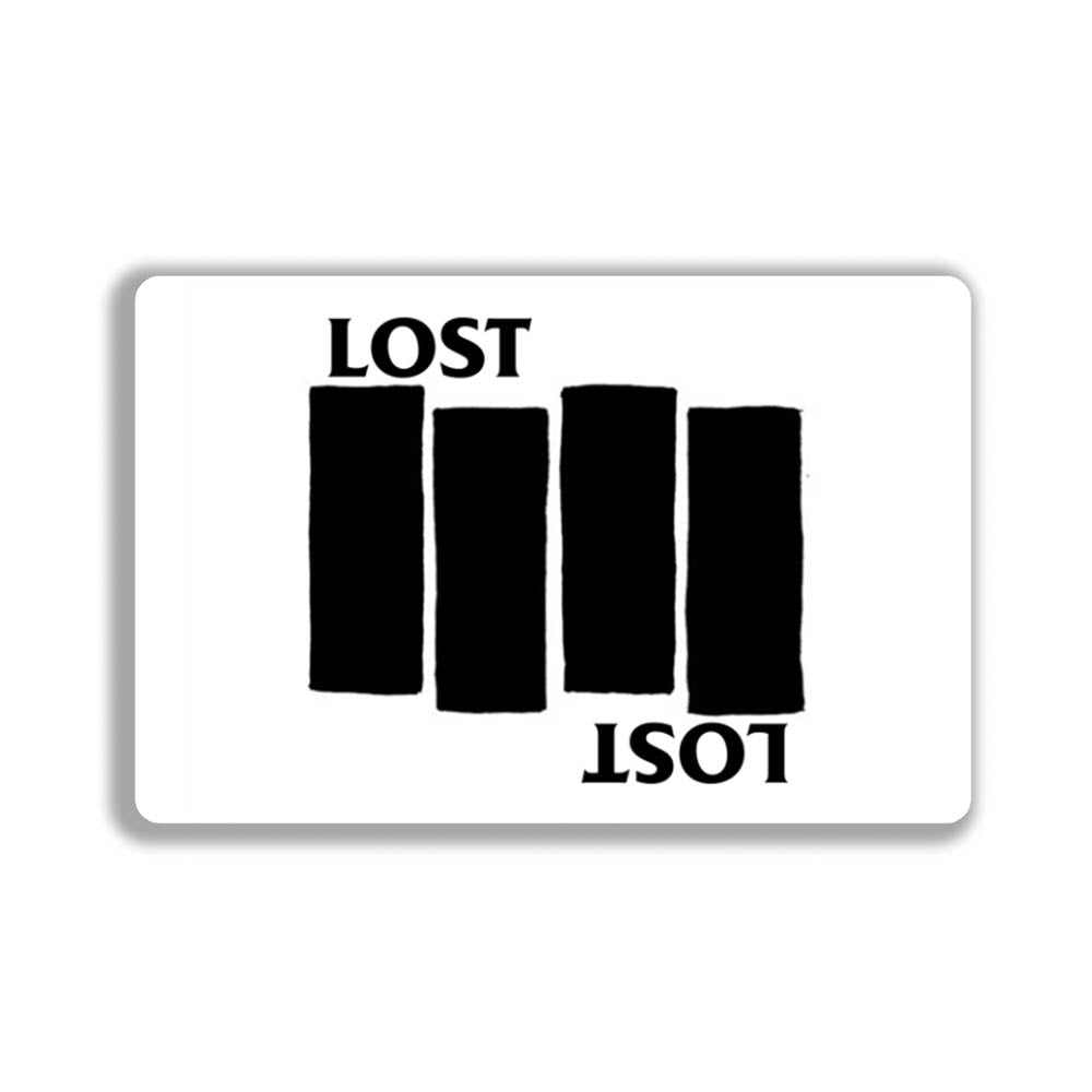 The Lost Flag sticker by LOST. Black and white design the quadruple bar logo with the word LOST.