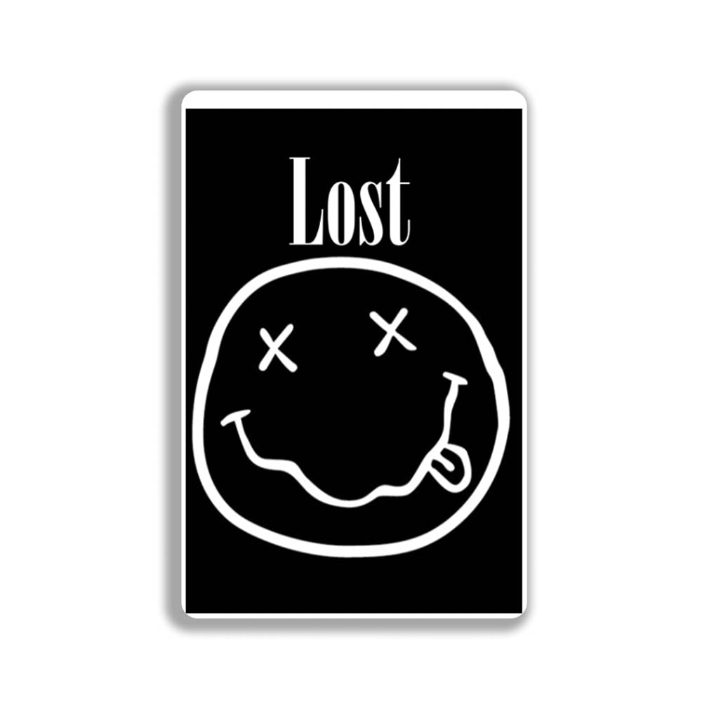 The In Bloom sticker by LOST. Black and white smiley face design with  LOST written above it.