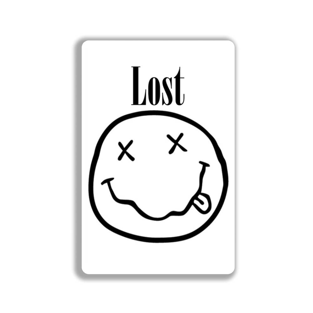 The In Bloom sticker by LOST. Black and white smiley face design with  LOST written above it.