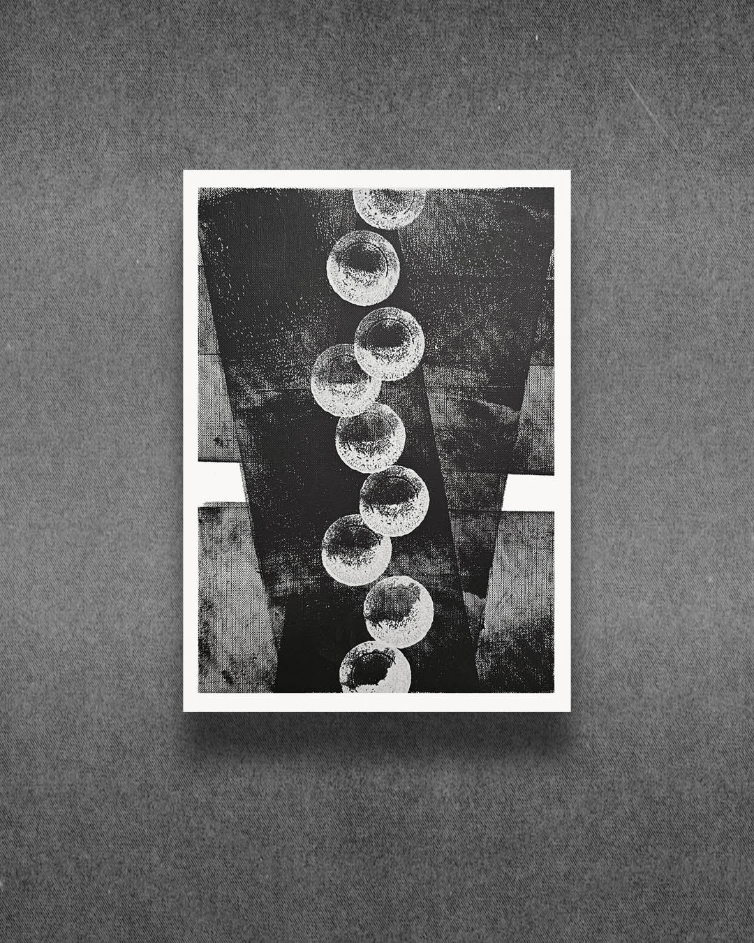 A monochromatic black and white abstract painting by Canadian artist Christopher Reilly