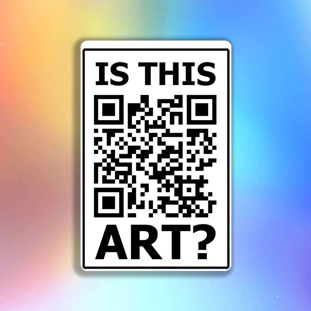 Is This Art sticker by LOST. Black and white design featuring a QR code and the question - is this art?