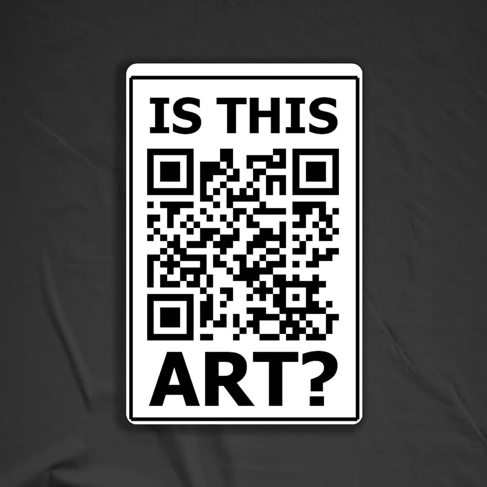 Is This Art sticker by LOST. Black and white design featuring a QR code and the question - is this art?